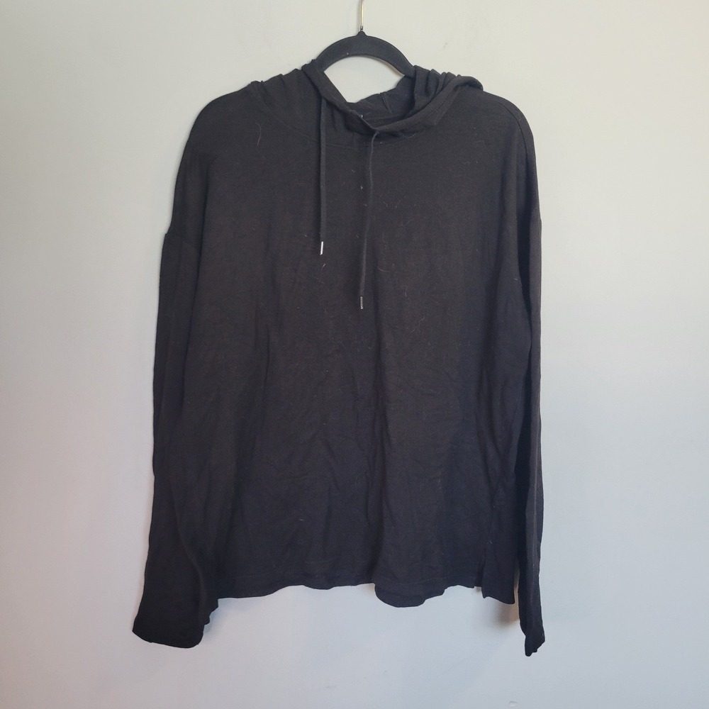 Athletic Works Womens Black Modal Blend Hooded Long Sleeve Tee XL (16-18)